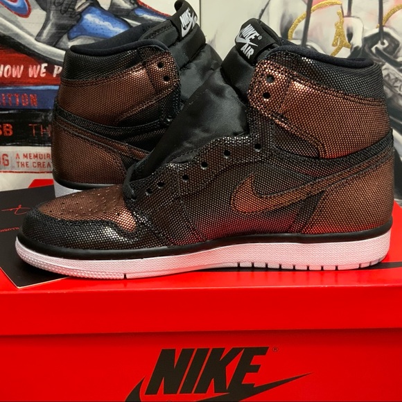 New Nike W Air Jordan 1 HI OG Fearless Metallic Rose Gold Size 7.5 & 8.5 Women - Picture 5 of 13